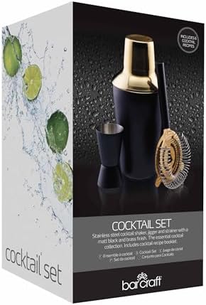 KitchenCraft BarCraft Luxury Stainless Steel Cocktail Making Kit - Brass Finish (3-Piece Gift Set)