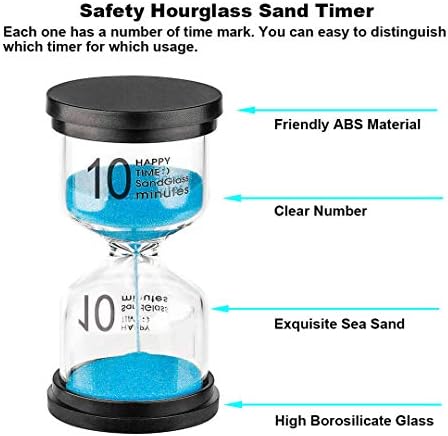 Hourglass Sand Timer 10 Minutes: Plastic Sand Clock 10 Minutes, Large Blue Sand Watch 10 Min, Colorful Hour Glass Sandglass Timer for Kids, Games, Classroom, Kitchen, Decorative
