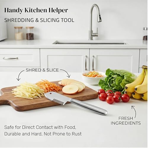 2 in 1 Julienne Peeler, Vegetable Peeler Stainless Steel, Precision Julienne Blade, Multi-Functional Vegetable Julienne Slicer Quick & Easy Kitchen Shredder Tool for Fruit, Potatoes, Carrot (2PCS)
