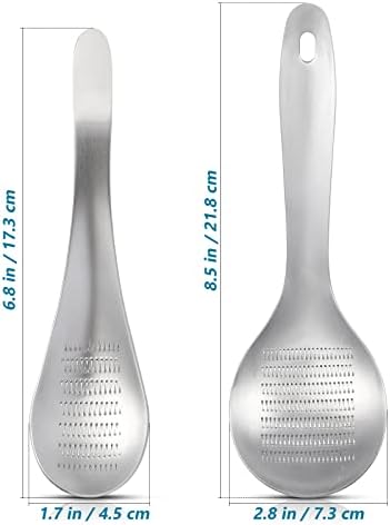 2pcs Stainless Steel Garlic Ginger Fruit Vegetable Grater Spoon Press Garlic Crusher Mincer Cutter Zester for Cheese Chocolate Baby Food Kitchen