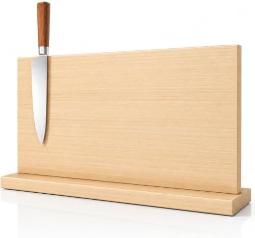THMINS Wooden Magnetic Knife Holder, 16 x 9 Inch Countertop Knife Block