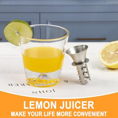 KAYCROWN 18/8 Stainless Steel Manual Lemon Juicer Squeezer, Easy Squeeze Small Hand Juicer and Reamer, Hand Citrus Juicer and Lemon Pourer, Screw Limes squeezer, Dishwasher Safe, Pack of 2
