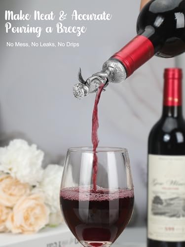 Cherub Angel Wine Bottle Pourer – No-Drip Liquor Pour Spout with Leak-Proof Rubber, Universal Fit for Wine/Whiskey/Vodka – Novelty Bar Accessory & Funny Gift for Parties, Home Bar, Bartenders