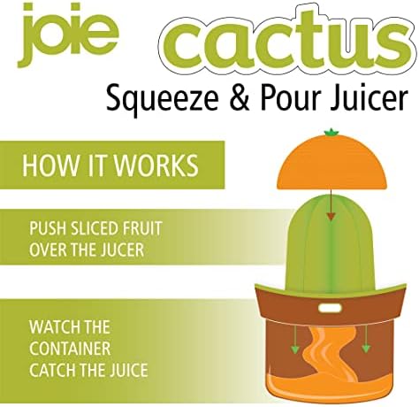 Joie Cactus Squeeze and Pour Juicer, 6oz – Easy-to-Use Citrus Juicer for Fresh Juice, Fun Cactus Design, Durable & Compact for Kitchen or Travel