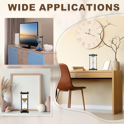 PATIKIL Large Decorative Sand Timer, 60 Minutes Wood Hour Glass Timer Modern Wooden Hour Glass for Cooking Game Office Classroom Kitchen Home, Gold Tone(Style 1)
