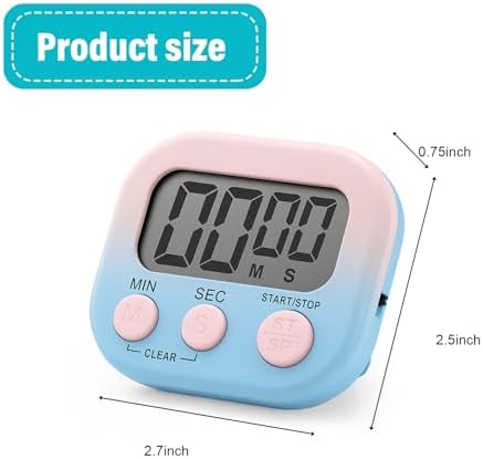 Weewooday 12 Pcs Digital Kitchen Magnetic Timer Bulk Classroom Count up Countdown Egg Timer Cute Desk Stopwatch for Back to School Teacher Kids Cooking Office(Pink and Blue,Gradient Style)
