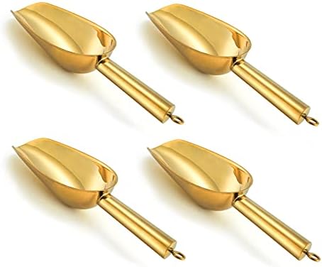 P&P CHEF 3 Ounce Mini Canister Scoop Stainless Steel Set of 4, Gold