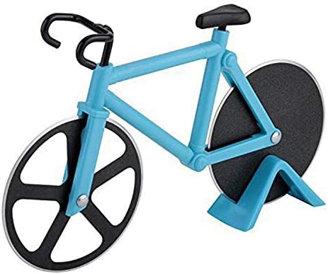 Bicycle Pizza Cutter Wheel SENRISE Bike Pizza Slicer Dual Stainless Steel Non-stick Cutting Wheels With a Stand, for Home Pizza Lovers (1PC, White)