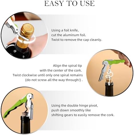 Custom Wine Bottle Opener, Stainless Steel Wine Key Corkscrew w/Foil Cutter