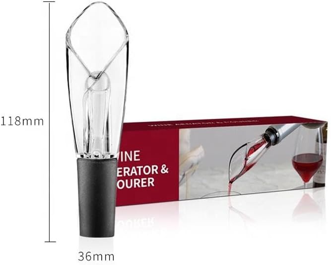 Wine Aerator Pourer – Instantly Aerates Wine While Pouring, Smooth Drip-Free Flow, Reusable Acrylic and Silicone Wine Decanter Spout for Home Bar and Entertaining