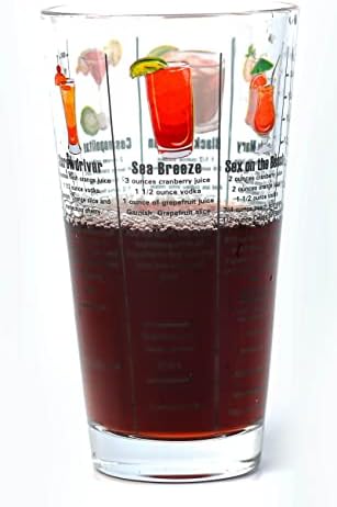 14 oz Recipe Glass Cocktail Shaker With Strainer Top - Includes 6 Cocktail Drink Recipes (Vodka Theme)