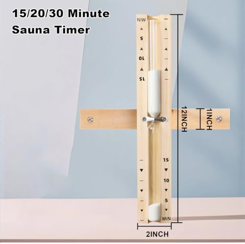 30 Minute Sauna Sand Timer, Rotating Wooden Sauna Hourglass with White Sand, Heat Resistant Hour Glass Timer for Sauna SPA Room