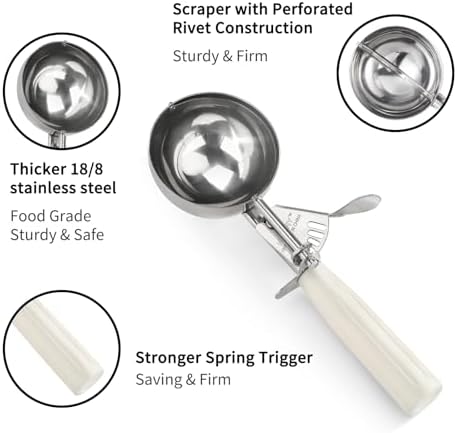 Portion Scoop - Disher, Cookie Scoop, Food Scoop - Portion Control - 18/8 Stainless Steel, Blue Handle (#16 / 2oz)