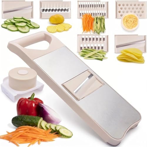 NACOLUS 6-Blade Mandoline Slicer for Kitchen with Waffle Fry Cutter