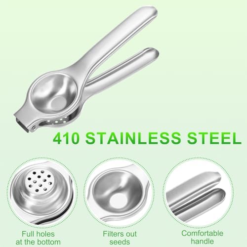 uxcell 2Pcs Metal Lemon Squeezer, Stainless Steel Citrus Fruit Juicer Handheld Lemon Juicer Squeezer Manual Press Professional Hand Kitchen Tool for Lemon Citrus Juicing, Silver Tone