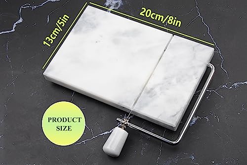 Marble Cheese Slicer,Non-stick Cheese Slicer,Polished Marble Cheese Slicing Plate for Cheese Slicing,Butter, Soft Foods(White Grey)