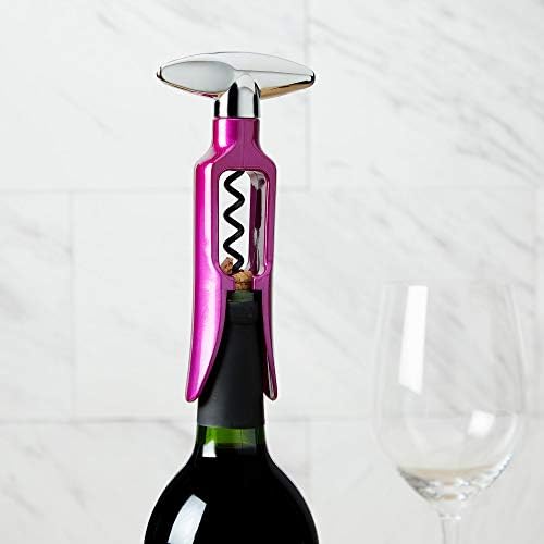 True Self Pulling Corkscrew Wine Opener, Durable Plastic with Easy Turn Chrome Handle, Wine Bottle Opener for Bartenders, Bar Cart Accessories, Home Bar, Kitchen, Set of 1, Colors May Vary
