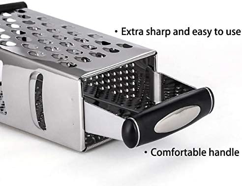 Box Grater For Kitchen,4-Sided Stainless Steel For Parmesan Cheese, Ginger, Vegetables,XL Size and Easy to Use
