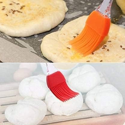 Set of 2 Kitchen Silicon Flat Pastry Brush Multi Purpose Silicon Oil Cooking Brush for Grilling, Tandoor and BBQ (Multicolor)