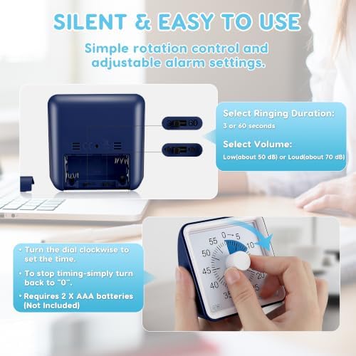 Secura Visual Timer for Kids, 60 Minute Classroom Countdown Timer for Study