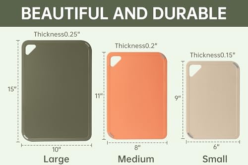THETCHRY Plastic Cutting Board Set, Cutting Boards for Kitchen BPA Free