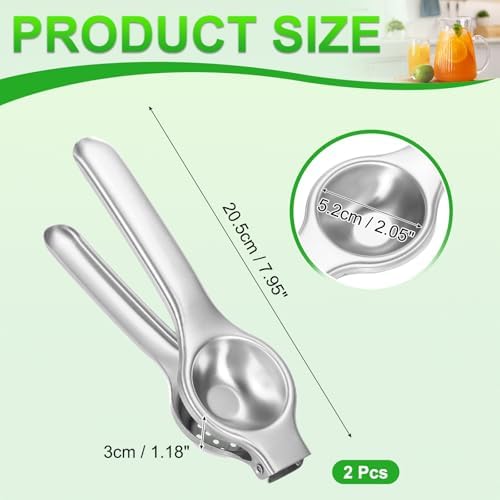 uxcell 2Pcs Metal Lemon Squeezer, Stainless Steel Citrus Fruit Juicer Handheld Lemon Juicer Squeezer Manual Press Professional Hand Kitchen Tool for Lemon Citrus Juicing, Silver Tone