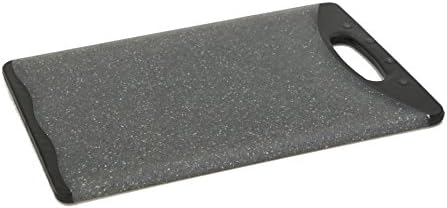Home Basics CB44821 Dual Sided Plastic Cutting Board, 8" x 12", Granite Gray