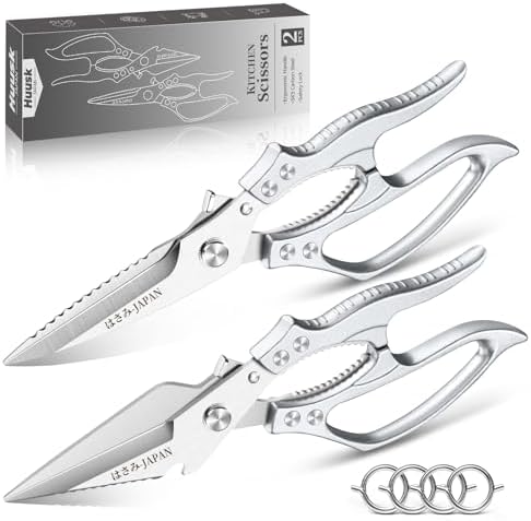 HUUSK Kitchen Scissors All Purpose, Multifunction Kitchen Shears 2 Pack