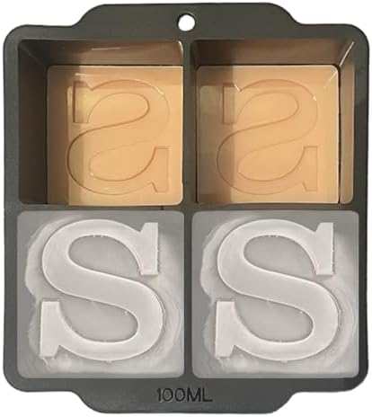 Monogrammed Ice Cubes Mold with Lid, 2 inch Whiskey Ice Cube Tray, Personalized Initials Silicone Cocktail Ice Cube Mold, Wedding Monogram, Thank You Gift, Gifts for Dad (Letter S)