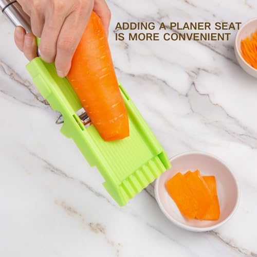 Stainless Steel Dual Blade peelers for kitchen,Julienne Peeler,Vegetable Peeler for carrot,potatoe, Grinder easy storage,Can be fixed on the base for use(QGSY), large, Green, YC-QGSY-green-01