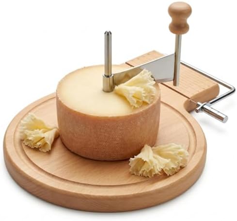 2-in-1 Cheese Curler Wheel & Slicer, Stainless Steel Cheese Shaver with Manual Handheld Flaker, Kitchen Cheese Cutter Gadget for Butter Chocolate Home Parties Bakery Restaurants Cafes