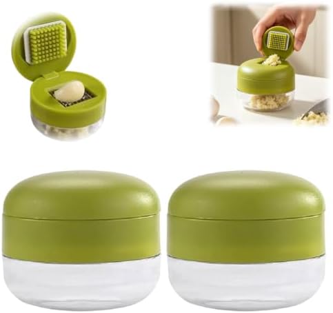 Garlic Press and Chopper, 2026 New Mini Garlic Press and Grinder for Kitchen, Portable Garlic Chopper Crusher Tool, Manual Garlic Cutter for Kitchen Cooking and Food Prep (2 Pack)
