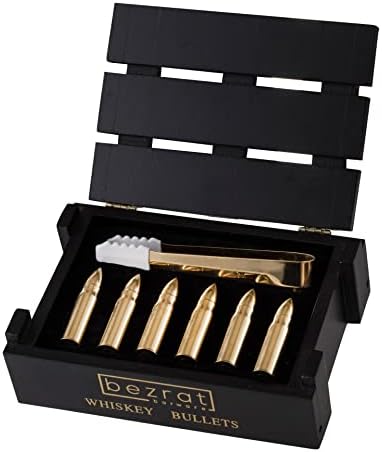 Whiskey Stones Gift Set - Set of 6 Chilling Stones - Rocks Ice Cubes - Beautiful Gift Box for Men, Christmas Stocking Stuffers for Dad (Black W TONGS)