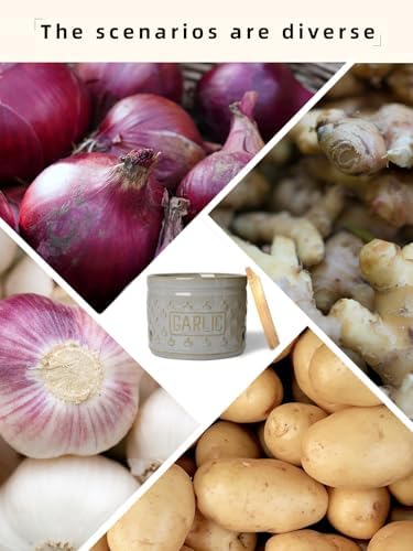 Ceramic Garlic Keeper with Lid, Garlic Holder 4.3-Inch (Vintage Grey)