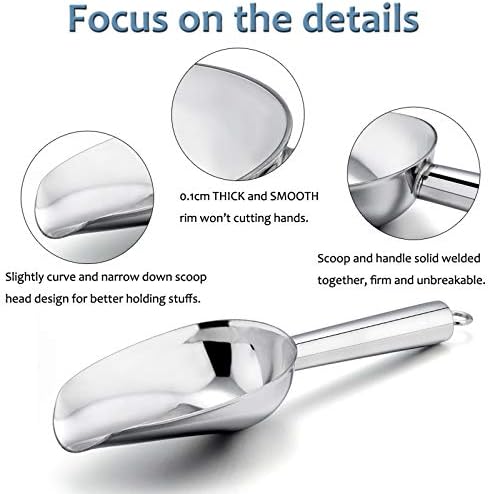 E-far Mini Scoop, 3 Ounce Stainless Steel Kitchen Utility Scoops, 4 Pack
