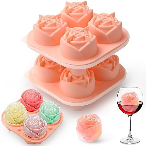 Rose Ice Cube Mold,2" x 8 ices,Large Ice Cube Molds,Ice Cube Tray