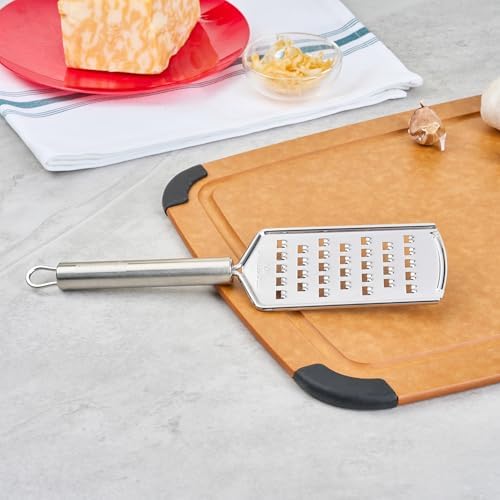 Restaurantware Stainless Steel Coarse Cheese Grater - German Standard Lemon Zester with Ergonomic Handle, Sharp Blades, Dishwasher Safe - Handheld Kitchen Grater for Parmesan, Garlic, Ginger