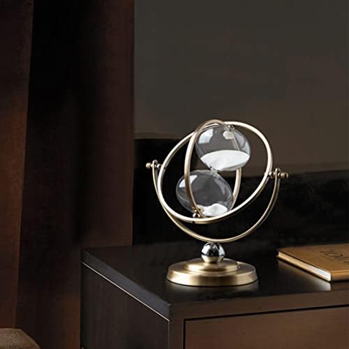 Brass Hourglass 60 Minute Sand Clock Timer:720° Rotating Antique White Sand Watch 60 Min,Antiguo Reloj De Arena 1 Hora,Large Metal One Hour Glass Sandglass for Office Desk Home Wedding Gift Decorative