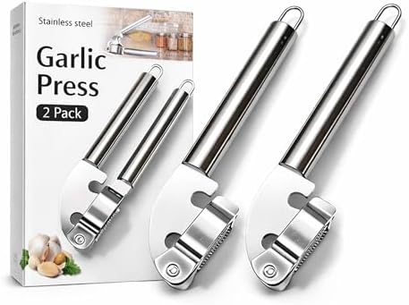 For OXO Garlic Press, 2 Pack Garlic Press Stainless Steel Garlic Crusher Mincer, Easy-Squeeze Soft Grip Handle, Easy to Clean, Dishwasher Safe, Garlic Rocker Alternative
