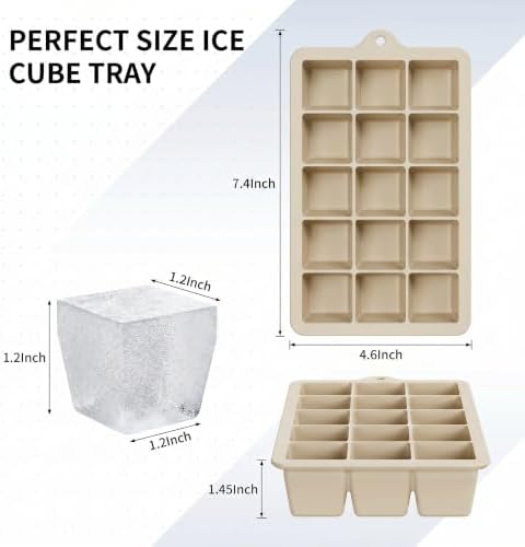 Silicone Ice Cube Tray 2 Pack, HANCELANT Ice Cube Mold, Ice Trays for Freezer with Lid for Whiskey, Cocktail, Drinks and Food, Freezer, BPA Free, Easy Release