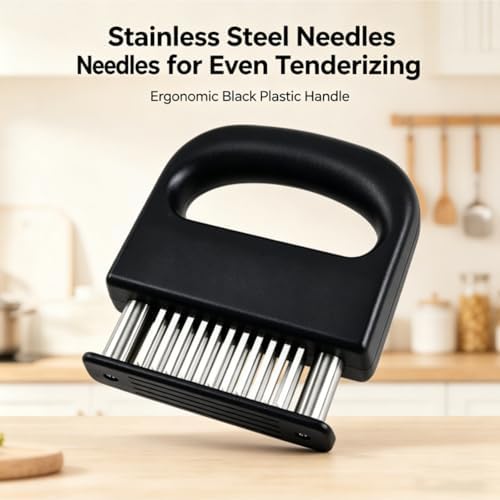 Spring Loaded Meat Tenderizer, Meat Tenderizer 48 Blade Stainless Steel Needle Meat Tenderizer Tool, Manual Meat Tenderizing Tool for Kitchen BBQ Cooking, Heavy Duty Kitchen Gadget (2pcs)