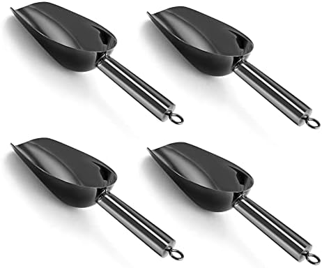 P&P CHEF 3 Ounce Mini Canister Scoop Stainless Steel Set of 4, Black