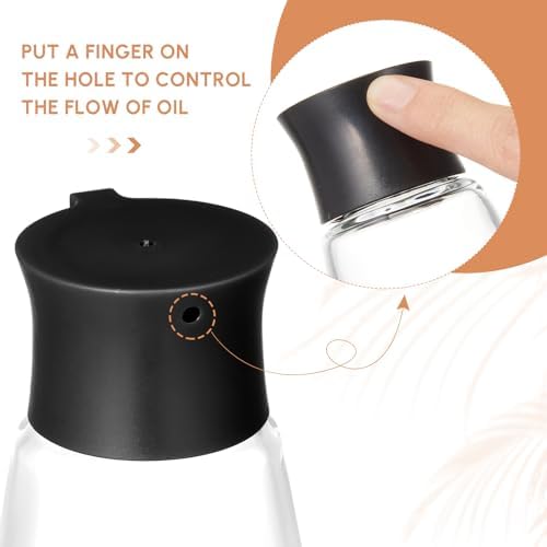2 Pcs Glass Soy Sauce Dispenser Bottles, 9.6 oz Oil Cruet, Black