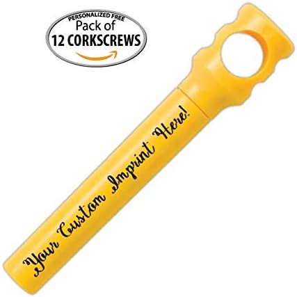 Personalized Pocket Corkscrew - Wine Bottle Opener- Custom Printed Name - Imprinted with Your Name, Logo or Message - Great Gift Ideas - FREE PERZONALIZATION - 12 Corkscrews per Box (Lemon)