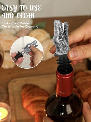 Animal Wine Pourer Spout, Drip Free Bottle Pourer & Stopper for Wine and Liquor Bottles, Funny Gift for Men, Dad, Hostess and Housewarming, Bar Cart Accessory for Holiday Party Decor, Multiple Animal