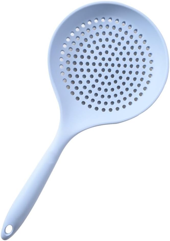Silicone Skimmer Spoon, Spider Strainer Slotted Spoon Kitchen Ladle Strainer 6.7'' Heat Resistant Drain For Straining Vegetables And Oil(white)