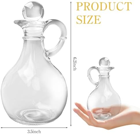 9 Pcs 12 oz Glass Oil Bottle Set with Spout, Olive Oil Bottle with Stopper Cruet Dispenser for Syrup, Salad Dressing, Water