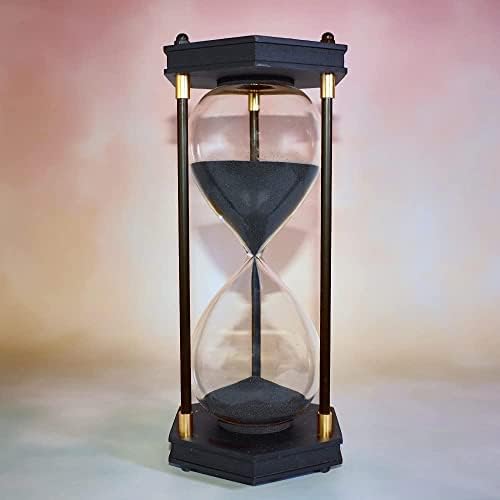 AKAKA MUNING Large Hourglass Timer 60 Minute, Hexagon Wood Sandglass, Black