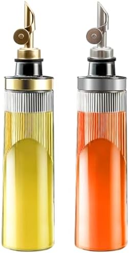 Glass Olive Oil Dispenser Bottle for Kitchen 22OZ/650ML Oil and Vinegar Dispenser with Stainless Steel Pour Spout and Labels