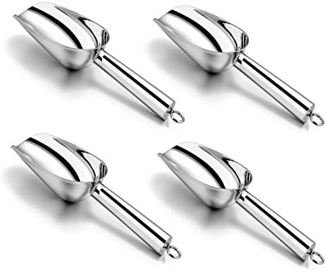 P&P CHEF 3 Ounce Mini Canister Scoop Stainless Steel Set of 4, Silver